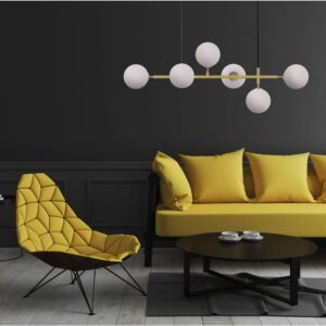 Le titre du produit traduit en français est : "Suspension ALISA 6xE14 - doré/blanc