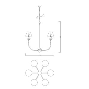 lustre GLAMOUR 6xE14 - argent/noir