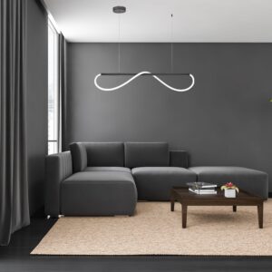 Lustre suspendu MELECA M avec serpent LED 36W CCT 3000/4000/6000K - noir