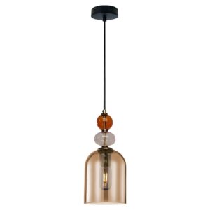 Lustre suspendu TROPEA 1 moyen E27 - ambre/noir