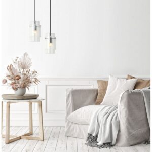 Plafonnier suspendu SAVONA 1 E27 - noir/translucide