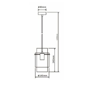 Plafonnier suspendu SAVONA 1 E27 - noir/translucide