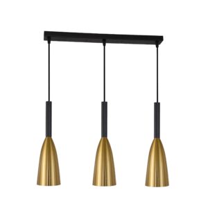 Plafonnier suspendu SOLIN barre 3xE27 doré/noir