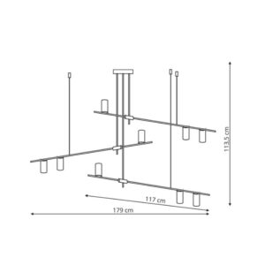 Suspension ARIZONA 9 LUMIÈRE GU10 noir/or