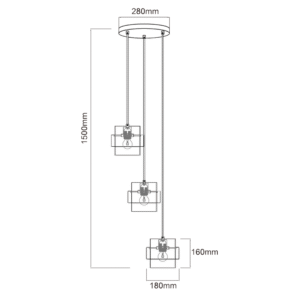 Suspension MIELE 3xE27 - doré/fumé