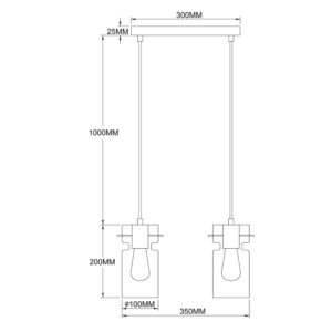 Suspension NIVIO 2xE27 - noir/fumé
