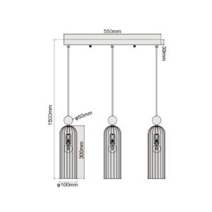 Suspension PIEGA 3 3xE14 - doré/ambré