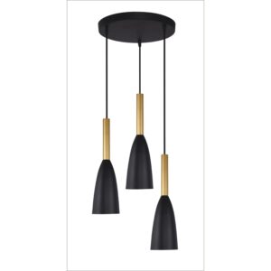 Suspension SOLIN 3xE27 noir/or