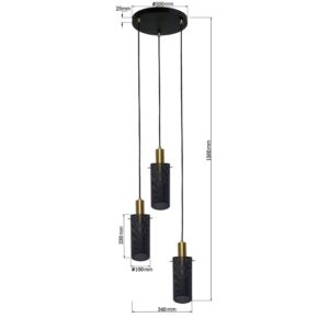 Suspension TIRANA 3xE27 - noir/doré