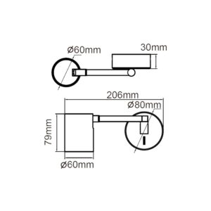 Applique de lecture avec bras articulé et interrupteur SNOW 1 GU10 - noir