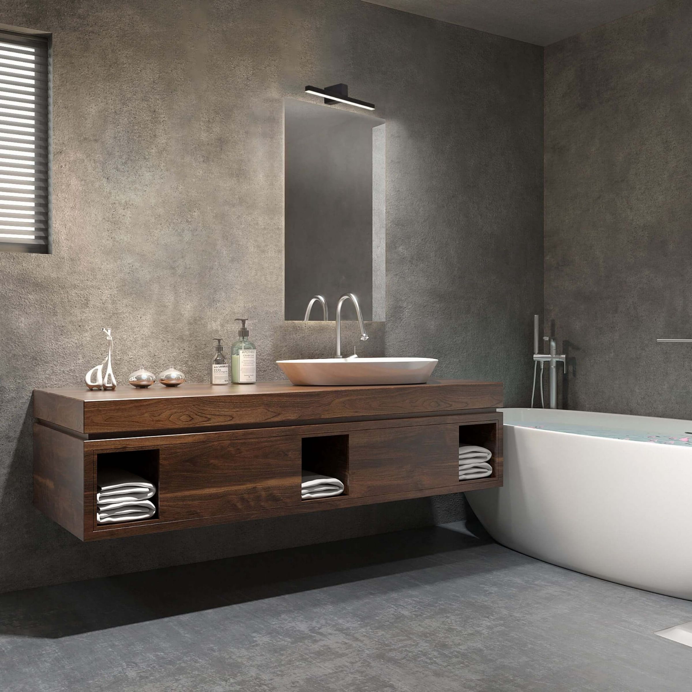 Applique murale de salle de bain NEVADA M LED 12W 4000K IP44 - noir Applique murale de salle de bain NEVADA M LED 12W 4000K IP44 - noir