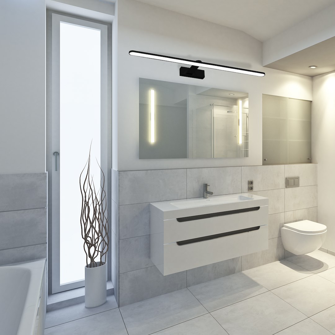 Applique LED IP44 noire 100 cm 21 W 4000 K neutre, salle de bain Applique murale LED SPLASH NOIRE 100 cm 21W