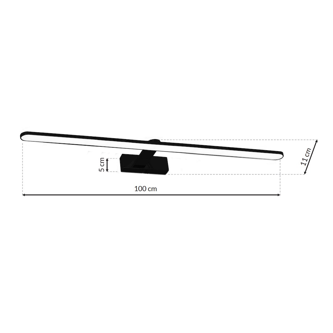 Applique LED IP44 noire 100 cm 21 W 4000 K neutre, salle de bain Applique murale LED SPLASH NOIRE 100 cm 21W