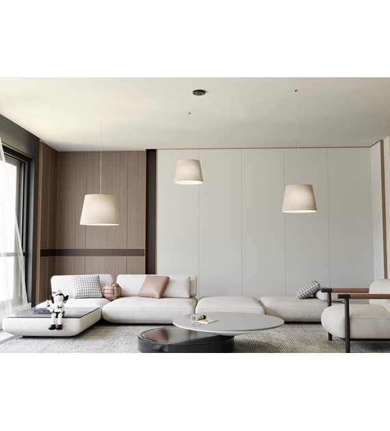 Lampe suspendue Ascot beige en tissu – lumière tamisée ASCOT 3 BEIGE