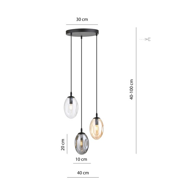 Plafonnier ASTRAL 3 feux design, haute qualité, fabriqué en Pologne ASTRAL 3 BL PREMIUM MIX