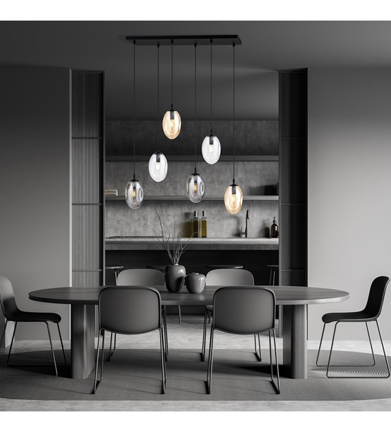 Plafonnier ASTRAL 6 sources, design aérodynamique, origine Pologne ASTRAL 6 BL MIX