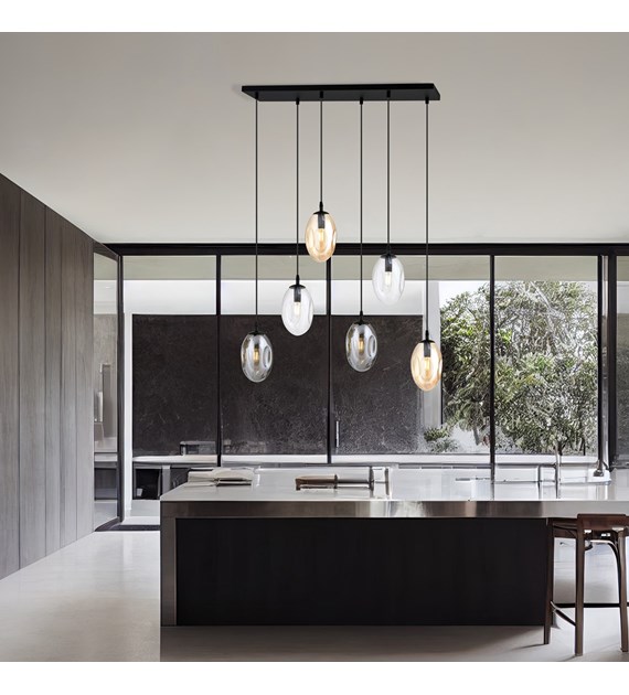 Plafonnier ASTRAL 6 sources, design aérodynamique, origine Pologne ASTRAL 6 BL MIX
