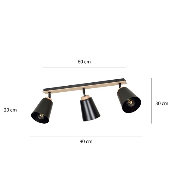 ATLAS 3 NOIR: plafonnier design scandinave à 3 sources lumineuses ATLAS 3 NOIR