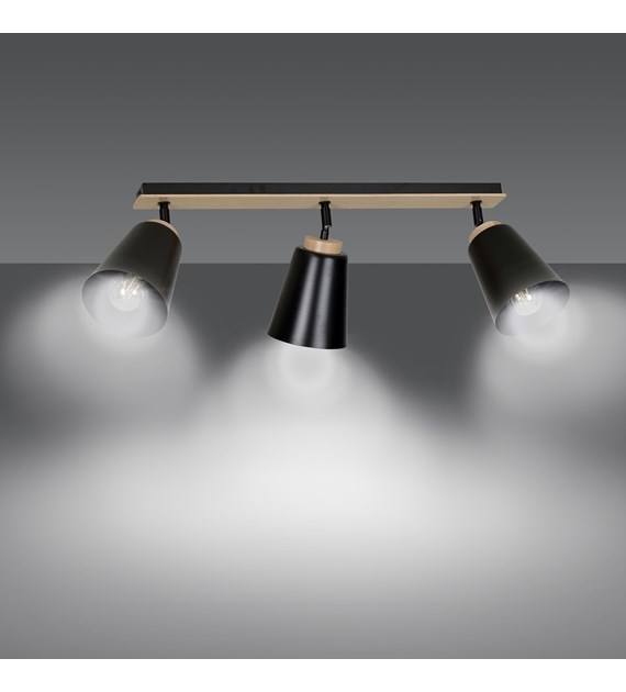 ATLAS 3 NOIR: plafonnier design scandinave à 3 sources lumineuses ATLAS 3 NOIR