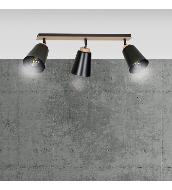ATLAS 3 NOIR: plafonnier design scandinave à 3 sources lumineuses ATLAS 3 NOIR