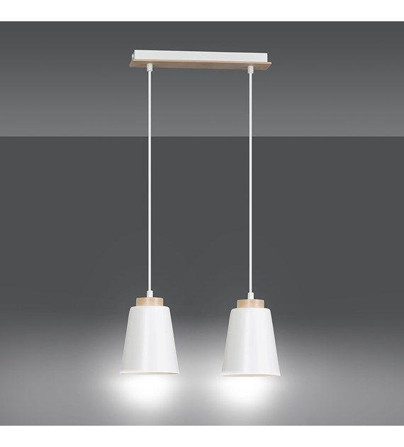 Luminaire suspendue BOLERO 2 blanc nordique bois, fabriqué en Pologne BOLERO 2 BLANC