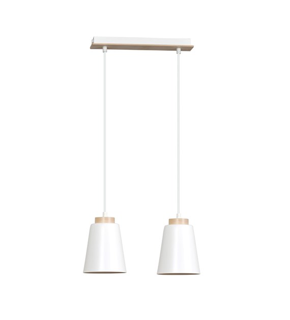Luminaire suspendue BOLERO 2 blanc nordique bois, fabriqué en Pologne BOLERO 2 BLANC
