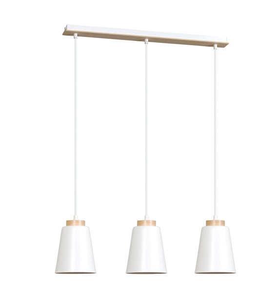 BOLERO 3 Blanc – Luminaire suspendue scandinave bois, 3 lumières BOLERO 3 BLANC