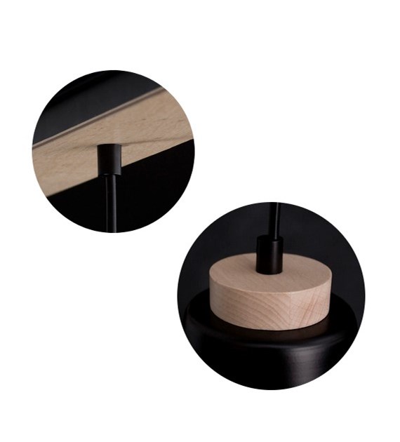 Applique murale BOLERO K1 noir, détails en bois, fabrication polonaise BOLERO K1 NOIR
