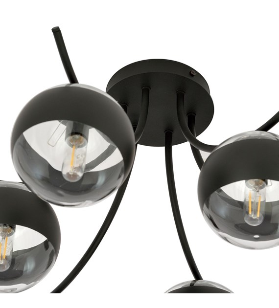 Plafonnier Boston 6 Noir Rayé — design moderne, abat-jour verre BOSTON 6 NOIR/RAYÉ