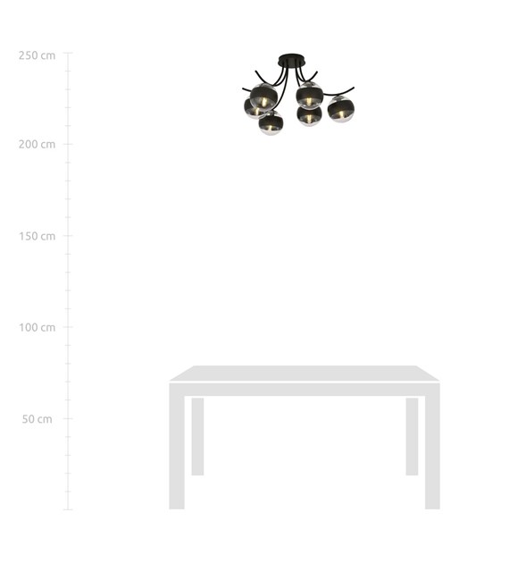 Plafonnier Boston 6 Noir Rayé — design moderne, abat-jour verre BOSTON 6 NOIR/RAYÉ