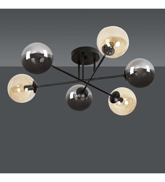 BRENDI Plafonnier design 6 sources lumineuses – minimaliste BRENDI 6B BL MIX 3
