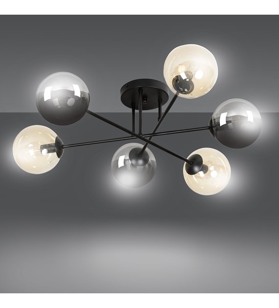 BRENDI Plafonnier design 6 sources lumineuses – minimaliste BRENDI 6B BL MIX 3