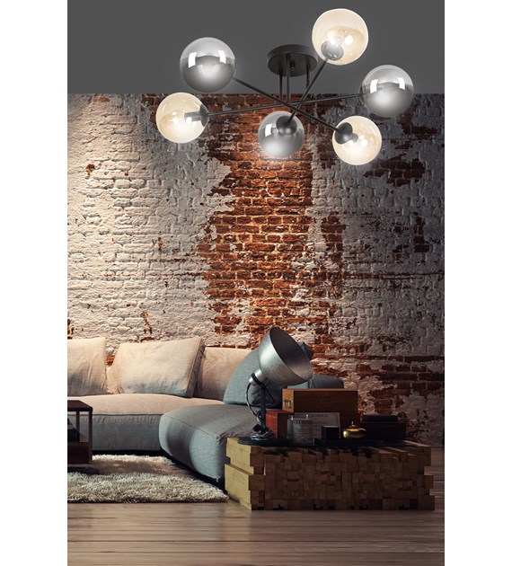 BRENDI Plafonnier design 6 sources lumineuses – minimaliste BRENDI 6B BL MIX 3