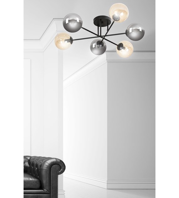 BRENDI Plafonnier design 6 sources lumineuses – minimaliste BRENDI 6B BL MIX 3