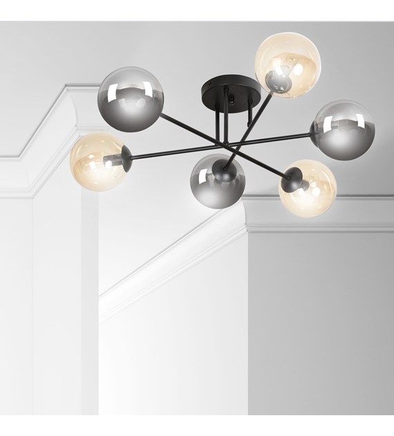 BRENDI Plafonnier design 6 sources lumineuses – minimaliste BRENDI 6B BL MIX 3
