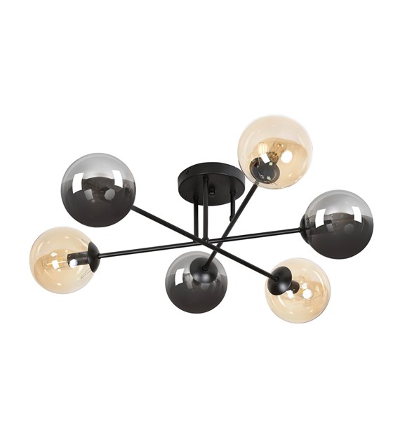 BRENDI Plafonnier design 6 sources lumineuses – minimaliste BRENDI 6B BL MIX 3