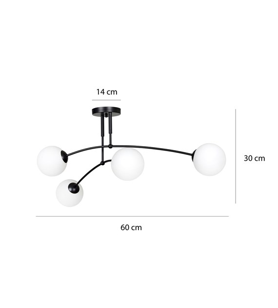 Plafonnier PREGOS 4 Blancs - abat-jour opalescent, design minimal Clous PREGOS 4 Blancs