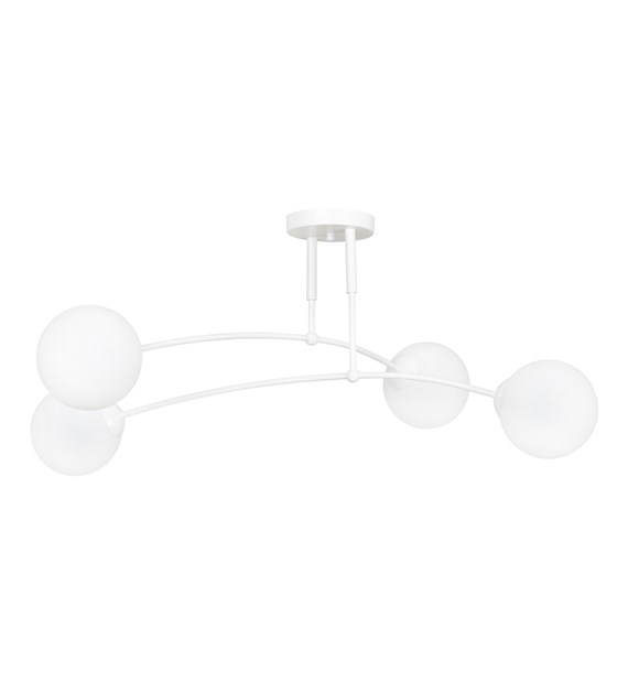 Plafonnier PREGOS 4 Blancs - abat-jour opalescent, design minimal Clous PREGOS 4 Blancs