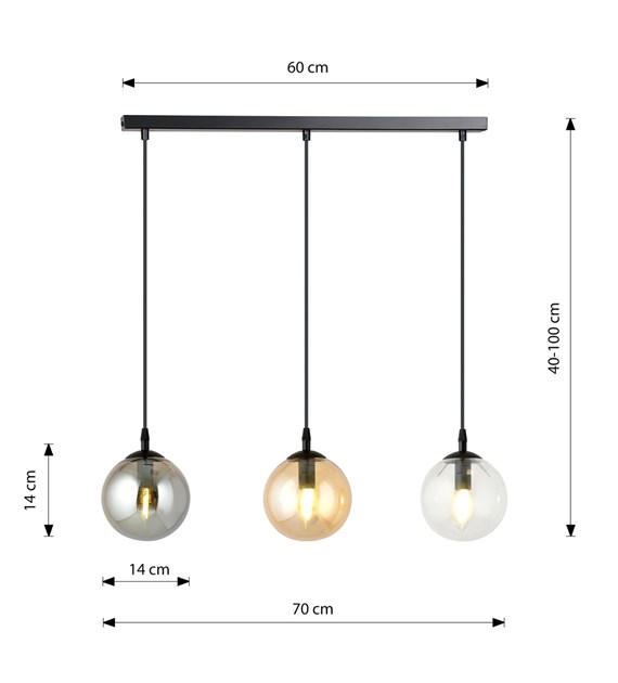 COSMO 3 BL MIX Lampe suspendue design, verre tendance, lumière ample COSMO 3 BL MIX" traduit en français reste "COSMO 3 BL MIX" car il s'agit d'un nom de produit qui ne nécessite pas de traduction