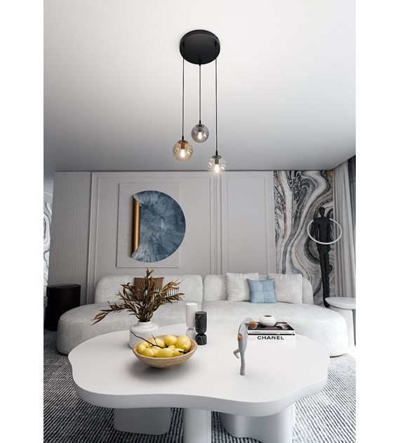Lampe suspendue COSMO 3 Mix - verre premium, éclairage optimal COSMO 3 BL PREMIUM MIX