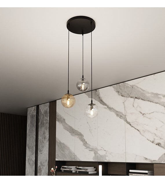 Lampe suspendue COSMO 3 Mix - verre premium, éclairage optimal COSMO 3 BL PREMIUM MIX