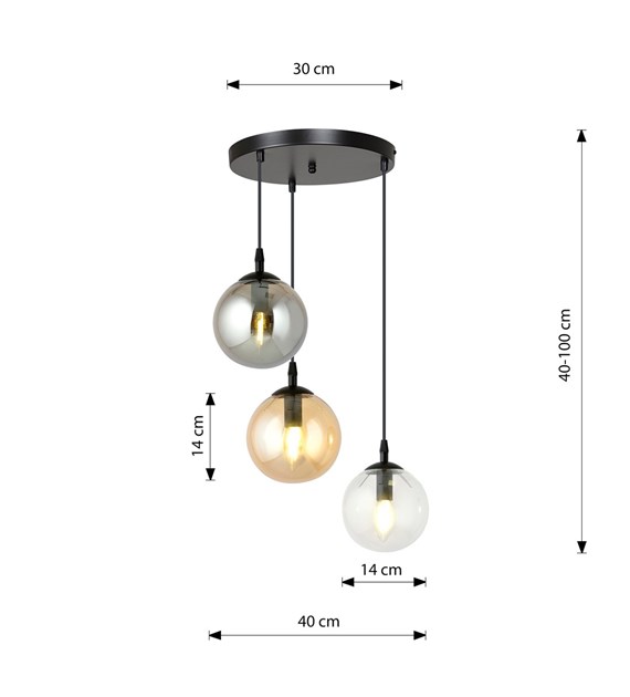 Lampe suspendue COSMO 3 Mix - verre premium, éclairage optimal COSMO 3 BL PREMIUM MIX