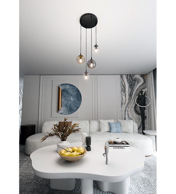 Lampe suspendue COSMO 4 – design intemporel, verre premium COSMO 4 BL PREMIUM MIX