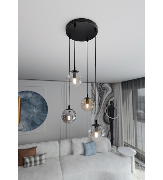 Lampe suspendue COSMO 4 – design intemporel, verre premium COSMO 4 BL PREMIUM MIX