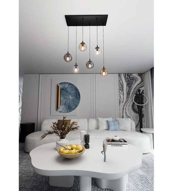 Lampe suspendue COSMO 6 – design intemporel, verre tendance COSMO 6 BL MIX1