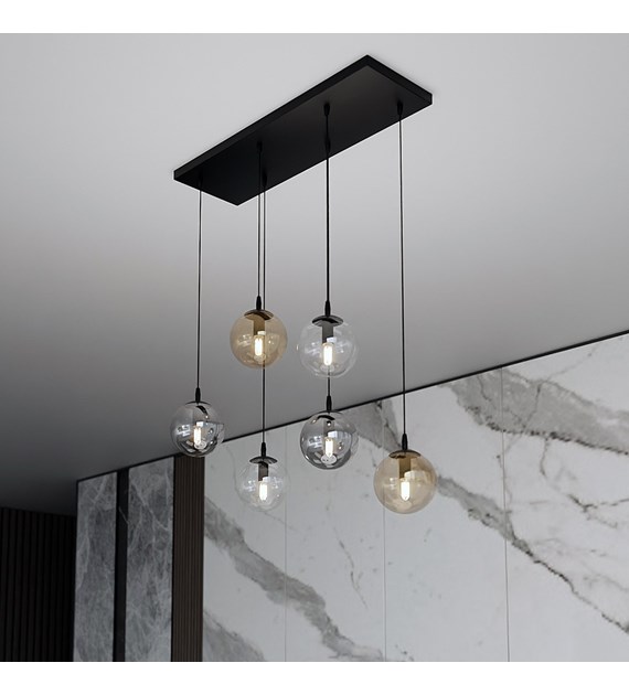 Lampe suspendue COSMO 6 – design intemporel, verre tendance COSMO 6 BL MIX1