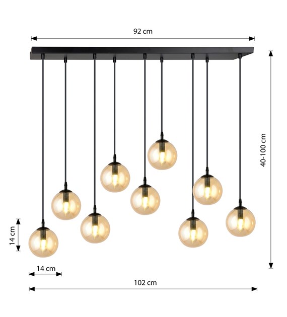 Lampe suspendue COSMO 9 Miel – verre chic, éclairage parfait COSMO 9 BL MIEL