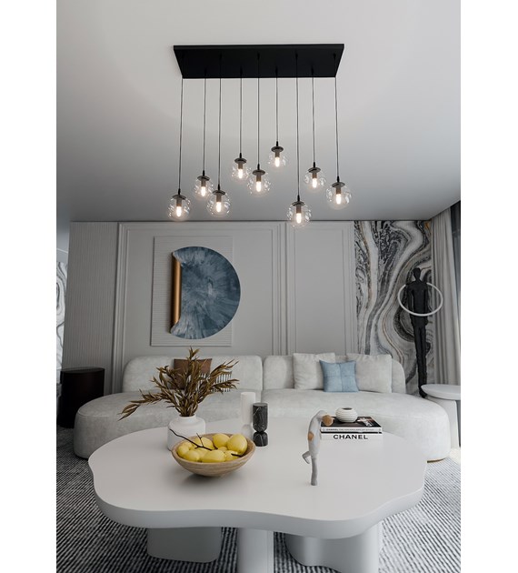 Lampe suspendue COSMO 9, verre transparent, fabrication polonaise COSMO 9 BL TRANSPARENT