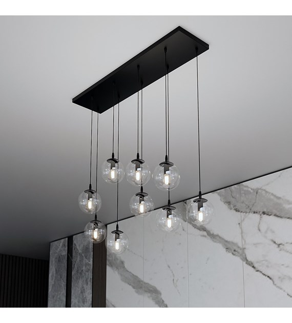 Lampe suspendue COSMO 9, verre transparent, fabrication polonaise COSMO 9 BL TRANSPARENT