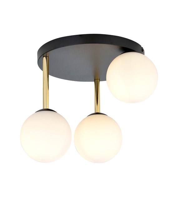 Plafonnier Dolce doré 3 ou 4 sources lumineuses pour plafonds bas DOLCE 3 BL OPAL